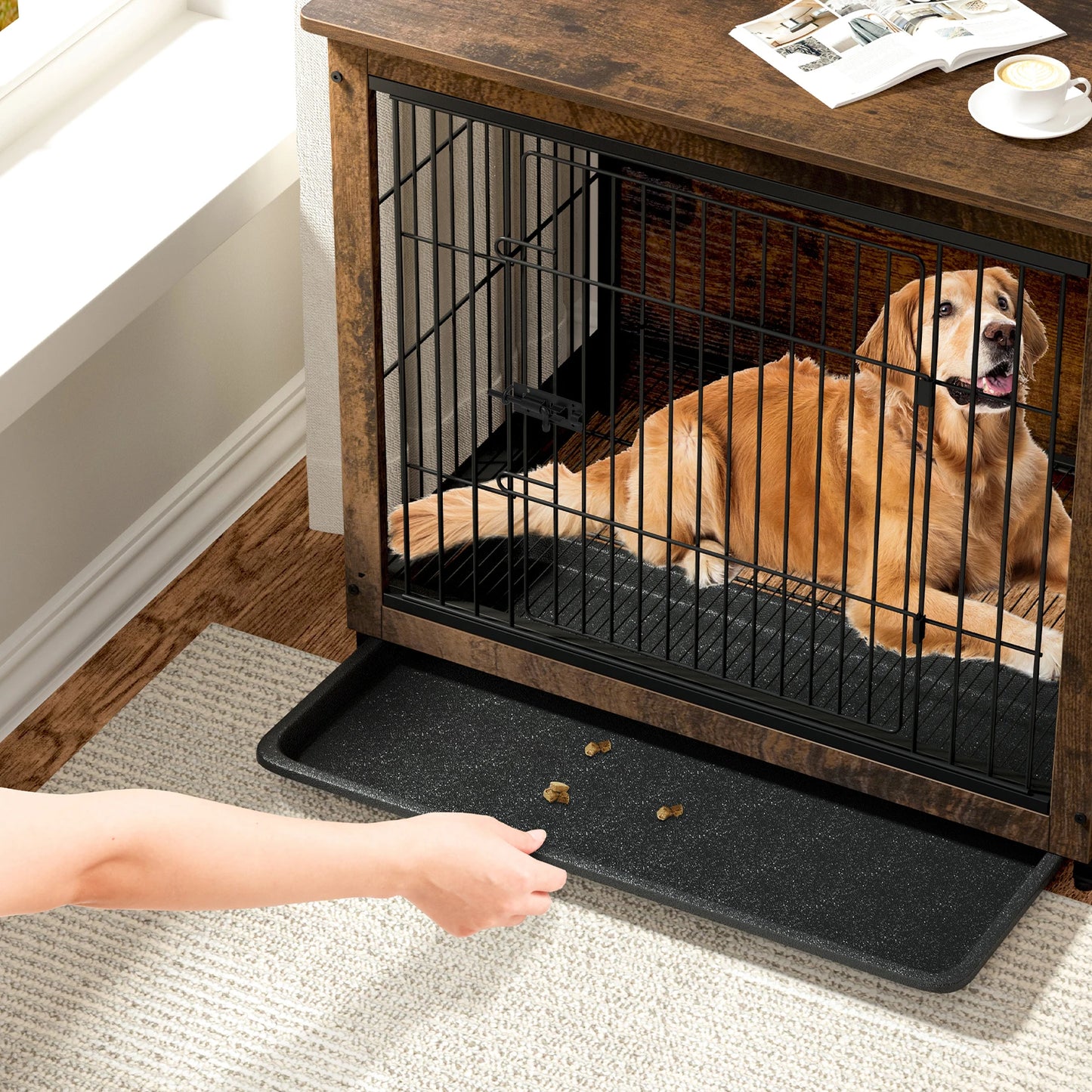 End Table Pet Kennel Crate Indoor Wooden Furniture Brown