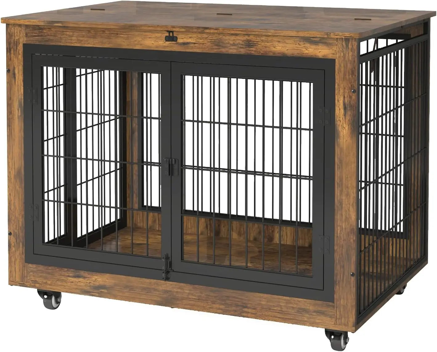 Dog Crate Furniture with Flip-Top, 38 Inch Double Doors