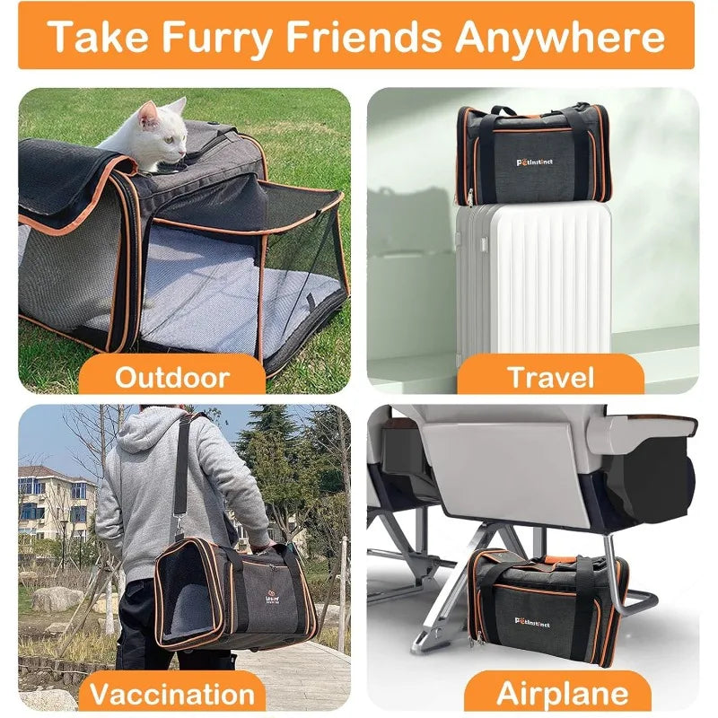 Expandable Pet Carrier, 18"x11"x11" TSA Airline Approved