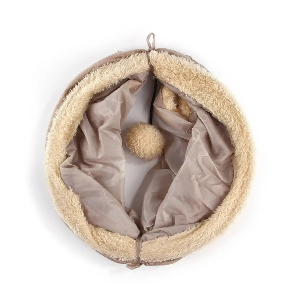 Soft and Cozy Collapsible Cat Tunnel - Great for Hide-n-Seek, Peek-a-Boo & Chase