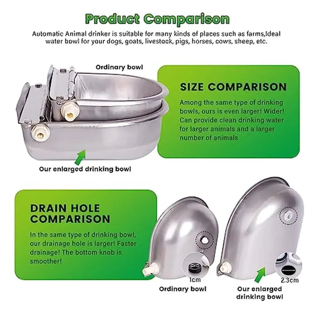 Stainless Steel Automatic Dog Waterer Bowl